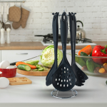 ست کفگیر و ملاقه سیلیکونی مشکی ۷ پارچه عرشیا مدل UL135-3005 - تصویر 2