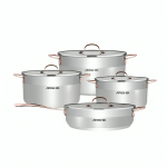 سرویس قابلمه 8 پارچه استیل دسته مسی عرشیا مدل SS064-3000