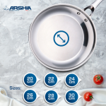 ماهی تابه تک دسته بدون درب استیل 30 سانتی عرشیا SS160-3568 - Image 9