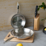 ماهی تابه تک دسته بدون درب استیل 30 سانتی عرشیا SS160-3568 - Image 4