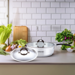 ماهیتابه تک‌دسته دو درب ۲۴ سانتی‌متر استیل عرشیا مدل SS478-3084 - تصویر 2
