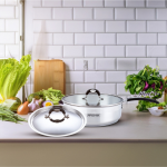 ماهی‌تابه تک‌دسته استیل ۲۸ سانتی‌متر دو درب عرشیا مدل SS478-3085 - تصویر 2