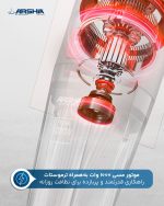 جارو پرتابل بدون تی مشکی قرمز کابل 8 متر مدل 3725 - تصویر 3