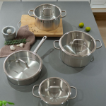 سرویس قابلمه 8 پارچه استیل درب شیشه ای مدل SS014-2767 - تصویر 6