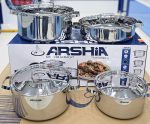 سرویس قابلمه استیل لیزری تری‌پلای ۸ پارچه عرشیا مدل SS272-3714 - تصویر 5
