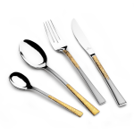 سرویس قاشق و چنگال استیل عرشیا ۸۶ پارچه طلایی و نقره‌ای مدل TM762G-3045