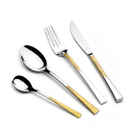 سرویس قاشق و چنگال استیل عرشیا ۸۶ پارچه طلایی و نقره‌ای مدل TM762GS-3043