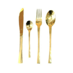سرویس قاشق و چنگال طلایی ۱۲۸ پارچه عرشیا با جعبه چوبی مدل TM50GGS-2798