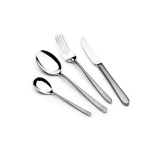سرویس قاشق و چنگال استیل ۸۶ پارچه عرشیا با جعبه چوبی مدل TM1401S-1495 (نقره‌ای)