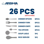 سرویس قاشق و چنگال ۲۶ پارچه عرشیا مدل TM1401S-3481 به‌همراه استند - تصویر 2