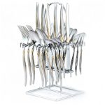 سرویس قاشق چنگال 24 پارچه عرشیا طلایی نقره‌ای مدل TM145GS-2079 - تصویر 2